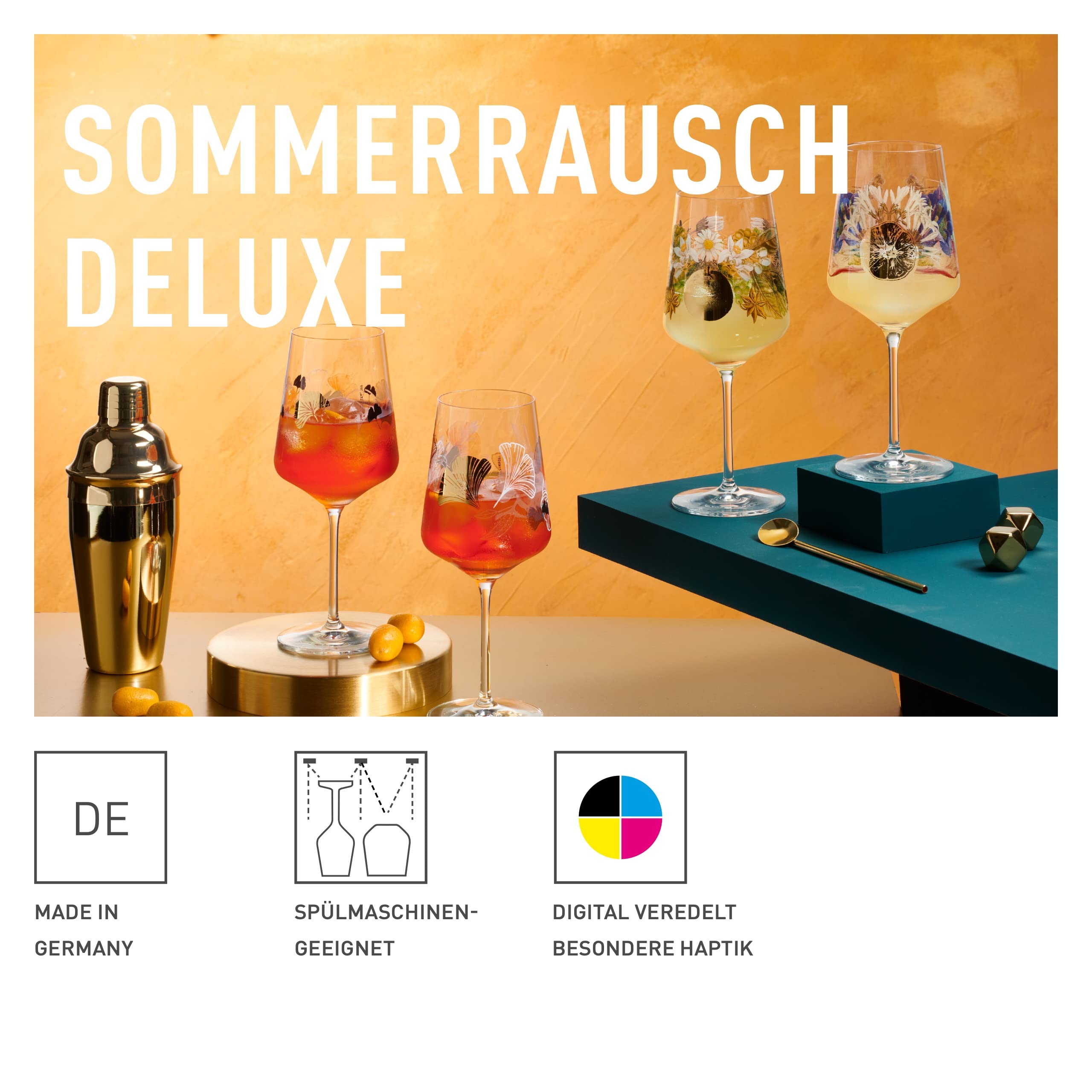 Ritzenhoff 2841017 Verre à apéritif Sprizz (set de 2) 500 ml - série Sommerrausch Deluxe avec collage coloré - Made in Germany