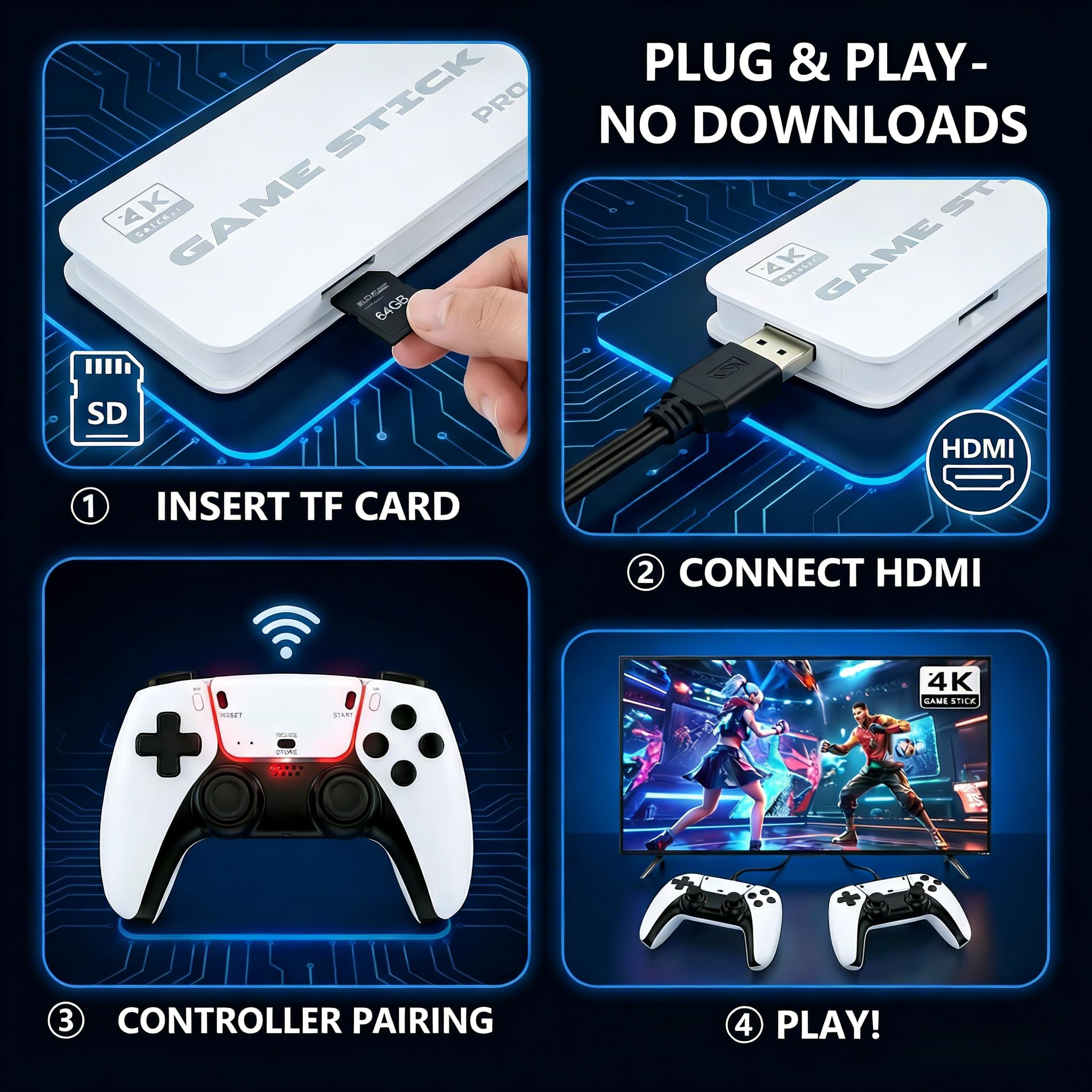 M15 Console Retro Game Portatile Con Oltre 20,000 Giochi Classici,Joystick Per Console Con Plug Per Emulatori Da 64 GB, Uscita Hdmi, Doppio Controller Wireless Aggiornato