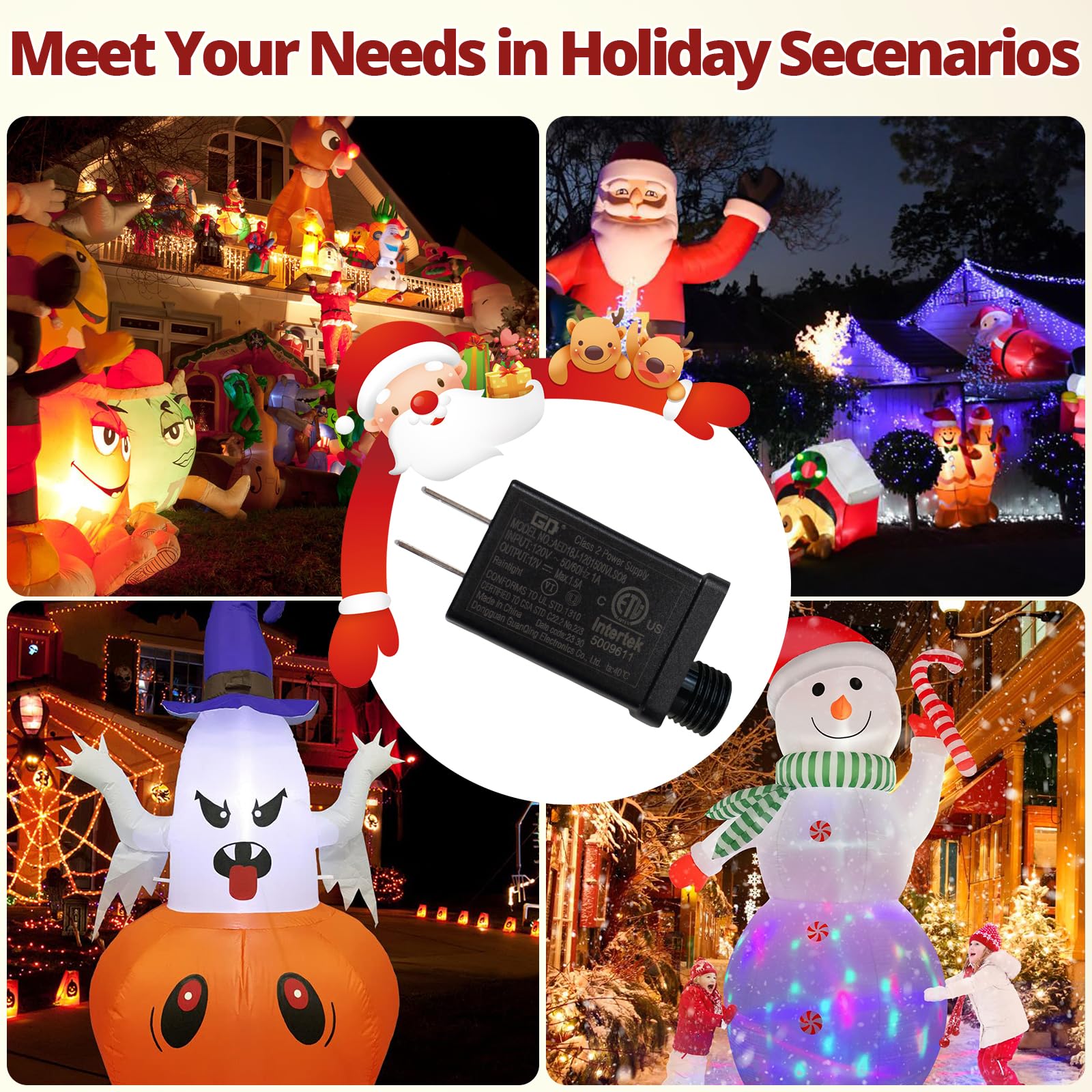 Snapklik.com : Christmas Inflatable Plug Replacement 15A, For 6-8 Ft