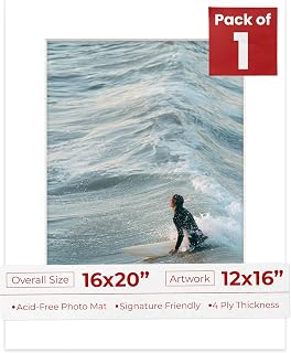 Poster Palooza 16x20 Mat Bevel Cut for 12x16 Photos - Acid Free Golf Ball Texture Precut Matboard - For Pictures, Photos, Framing - 4-ply Thickness