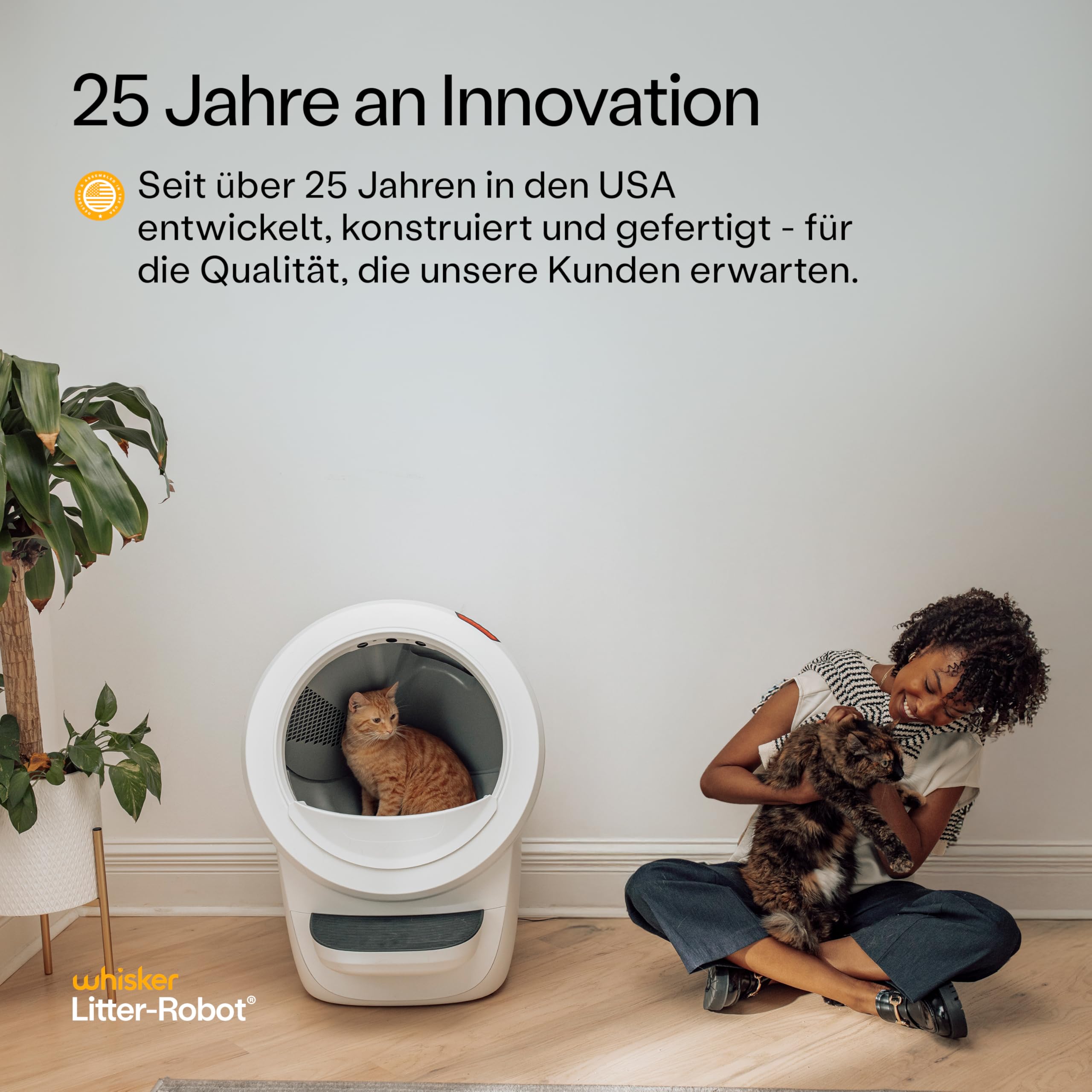 Litter-Robot 4 von Whisker, Weiß - Automatische, selbstreinigende Katzentoilette, hilft Gerüche zu reduzieren, funktioniert mit jedem klumpenden Streu