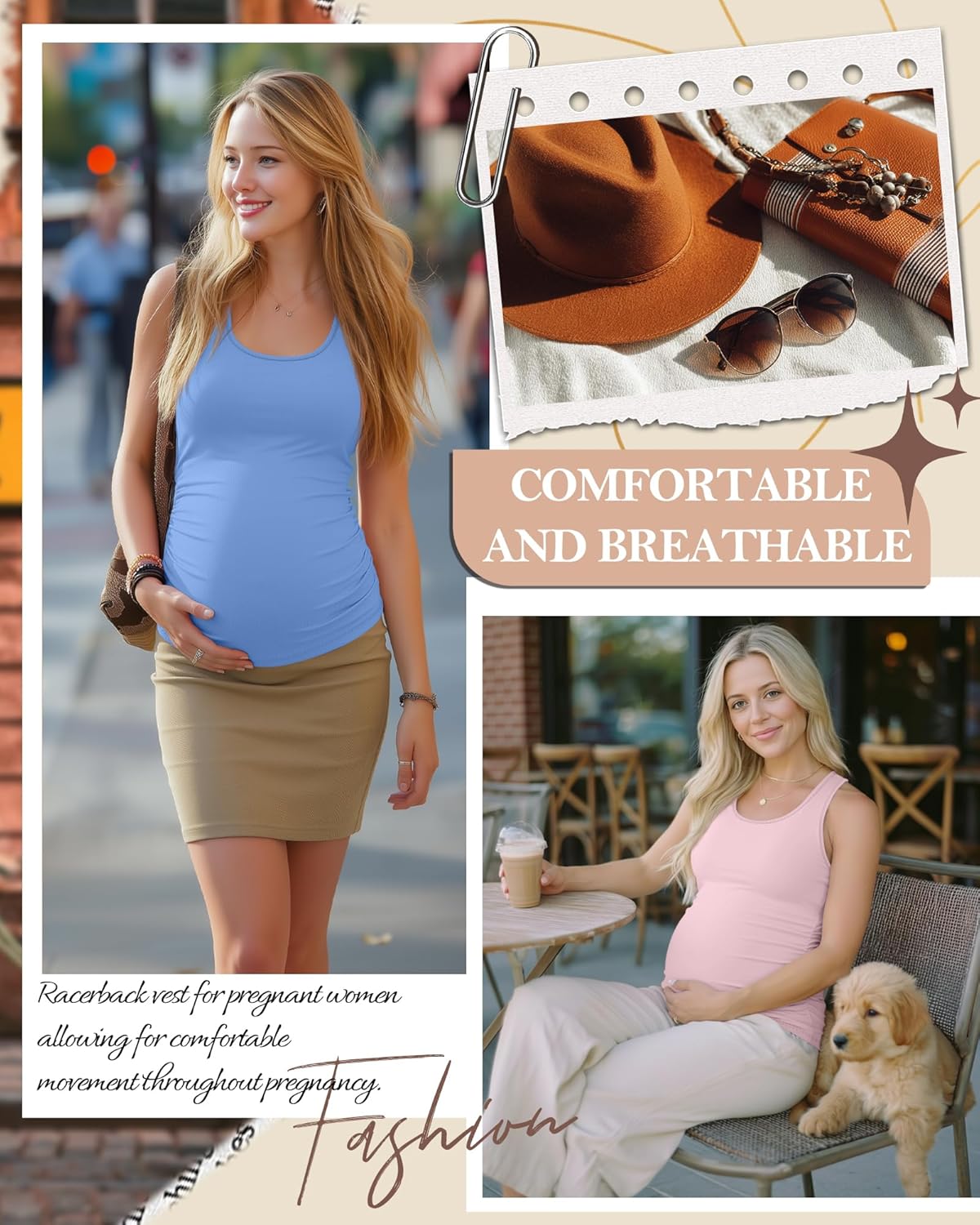 4 Pack Women's Maternity Tank Tops Racerback Sleeveless Crewneck Pregnancy Shirts Summer Side Ruched Mama Clothes