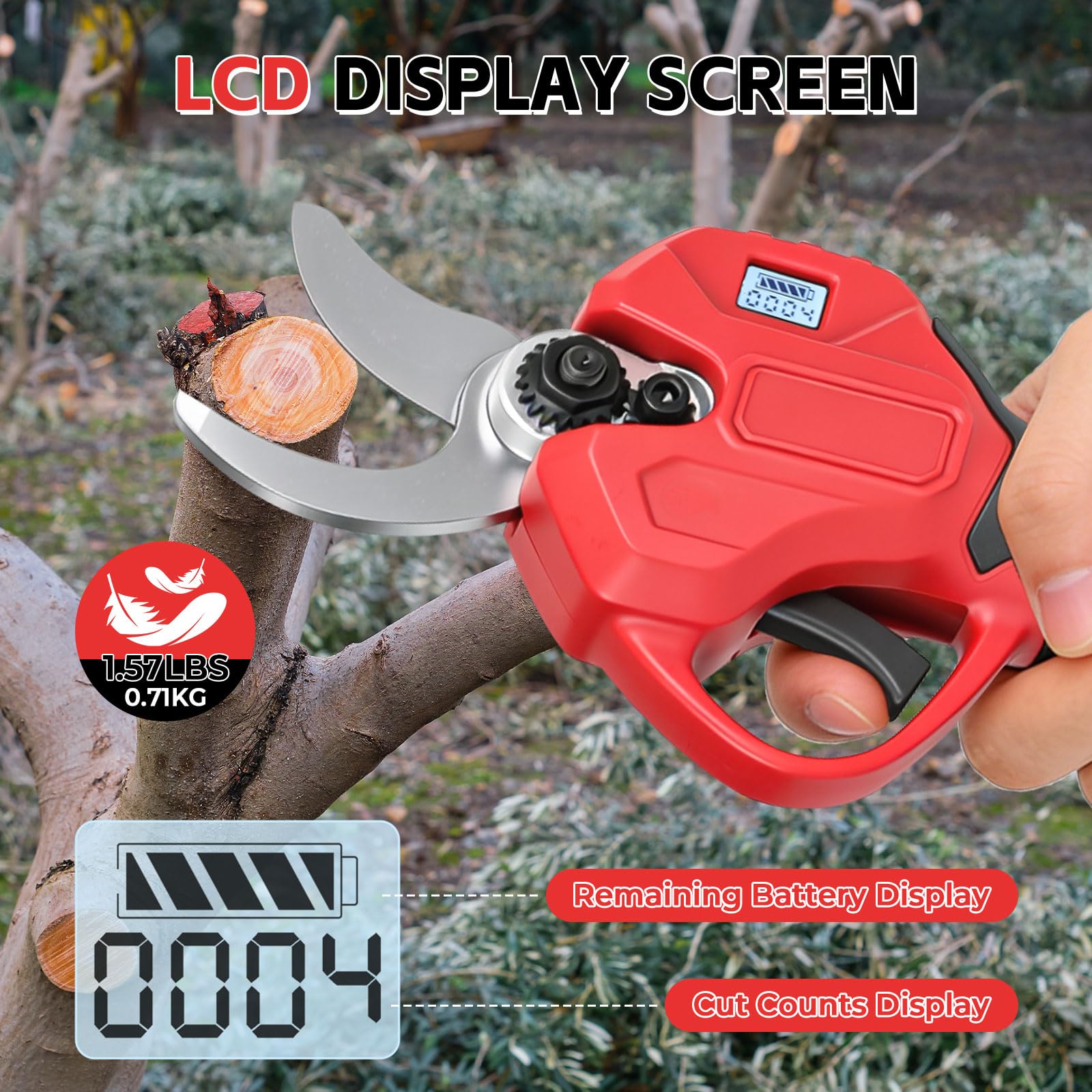 Cesoie senza fili compatibili con Milwaukee 18 V - Cesoie da giardino elettriche professionali, cesoie elettriche Brushless 30 mm con display LCD (batteria non inclusa)