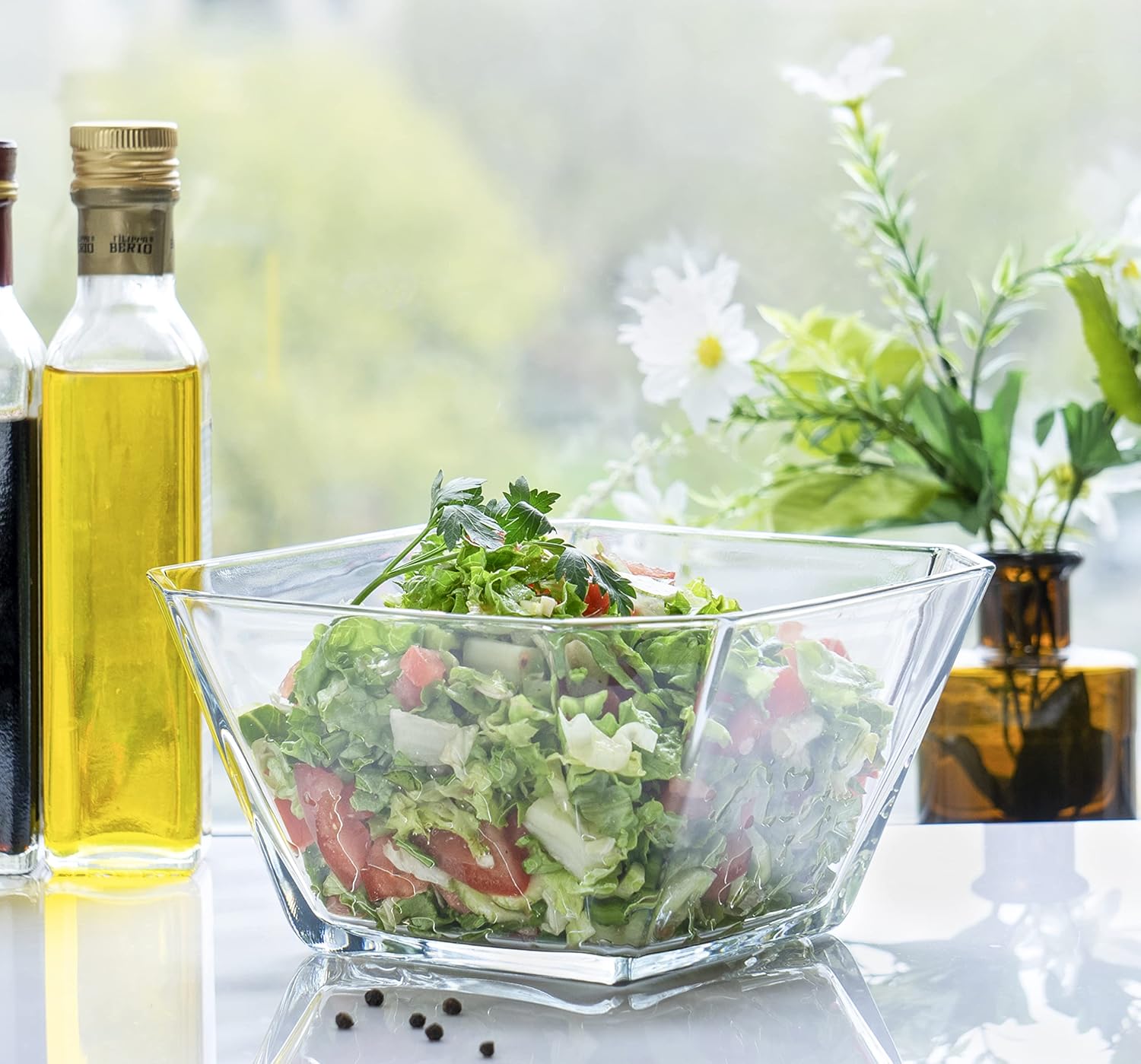 Red Co. Modern Geometric Clear Glass Serving Centerpiece Bowl, 64 Ounce - Image 4