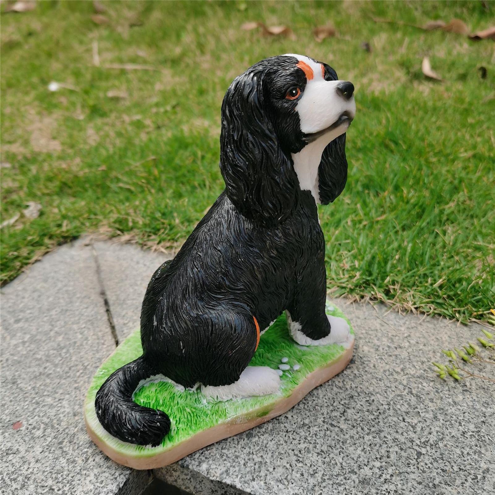 陶器製 犬 置物 オブジェ コッカースパニエル？ キャバリア？ ガーデニング