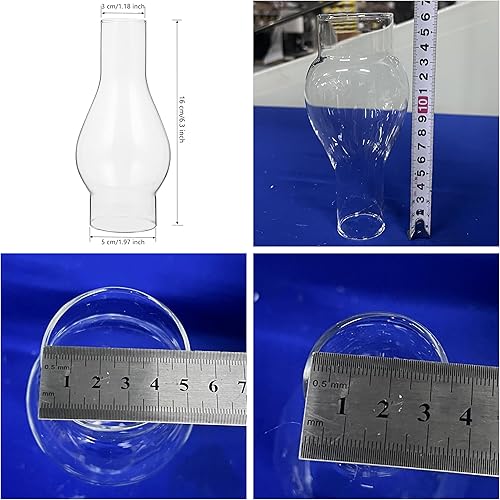 Miniatura 3 de Lámpara de cristal de queroseno, lámpara de vidrio transparente para chimenea, 6.88 x 3 pulgadas, repuesto soplado a mano para lámparas de estilo