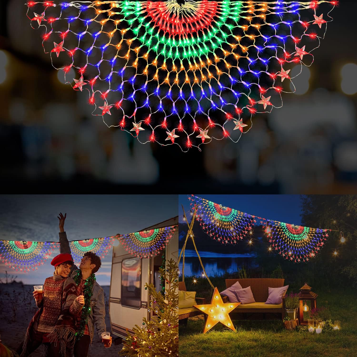 PUHONG Advanced Outdoor Christmas String Lights,Half Fan