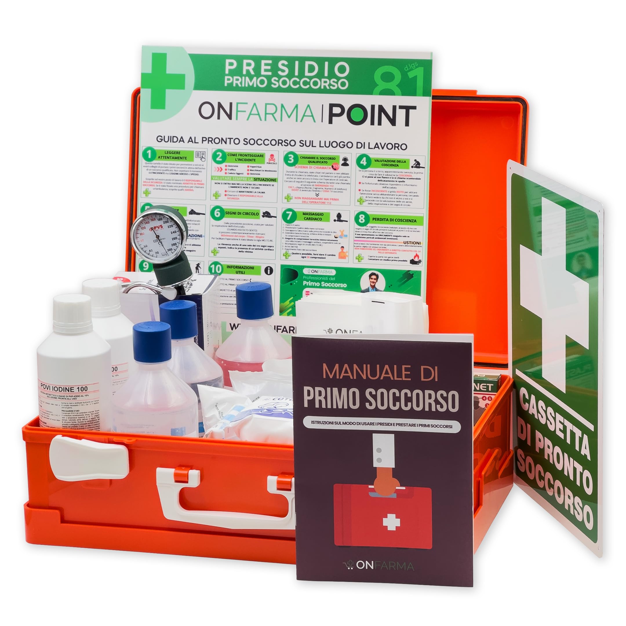 CASSETTA PRONTO SOCCORSO KIT MEDICAZIONE - Conforme D.M. 388 - A norma di legge per aziende (3 o più lavoratori DM 388 Gr. AB)