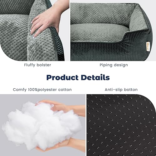 Miniatura 4 de Miguel Cama para gatos de interior con funda extraíble lavable, cama pequeña para mascotas con cama lateral cuadrada para perro, cama rectangular