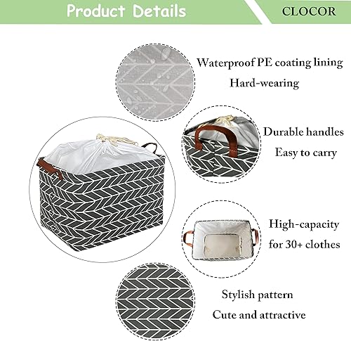 Miniatura 7 de CLOCOR - Cesta de almacenamiento rectangular, bonito patrón, plegable, caja de almacenamiento con revestimiento impermeable con asas para la