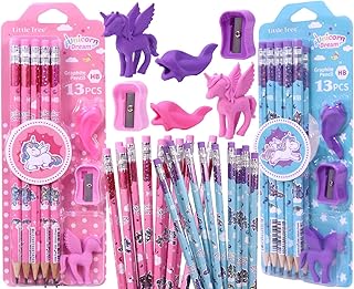 Toyshine Pack Of 26 Unicorn Stationary Set-20 Pencils,2 Erasers,2 Sharpner,Birthday Party Return Gift Party Favor For Kids-M3,Blue