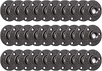 HomeTZH 3/4" Malleable Iron Floor Flange 30 Pack - Vintage Industrial Pipe Fittings for DIY Furniture, Shelving & Decor