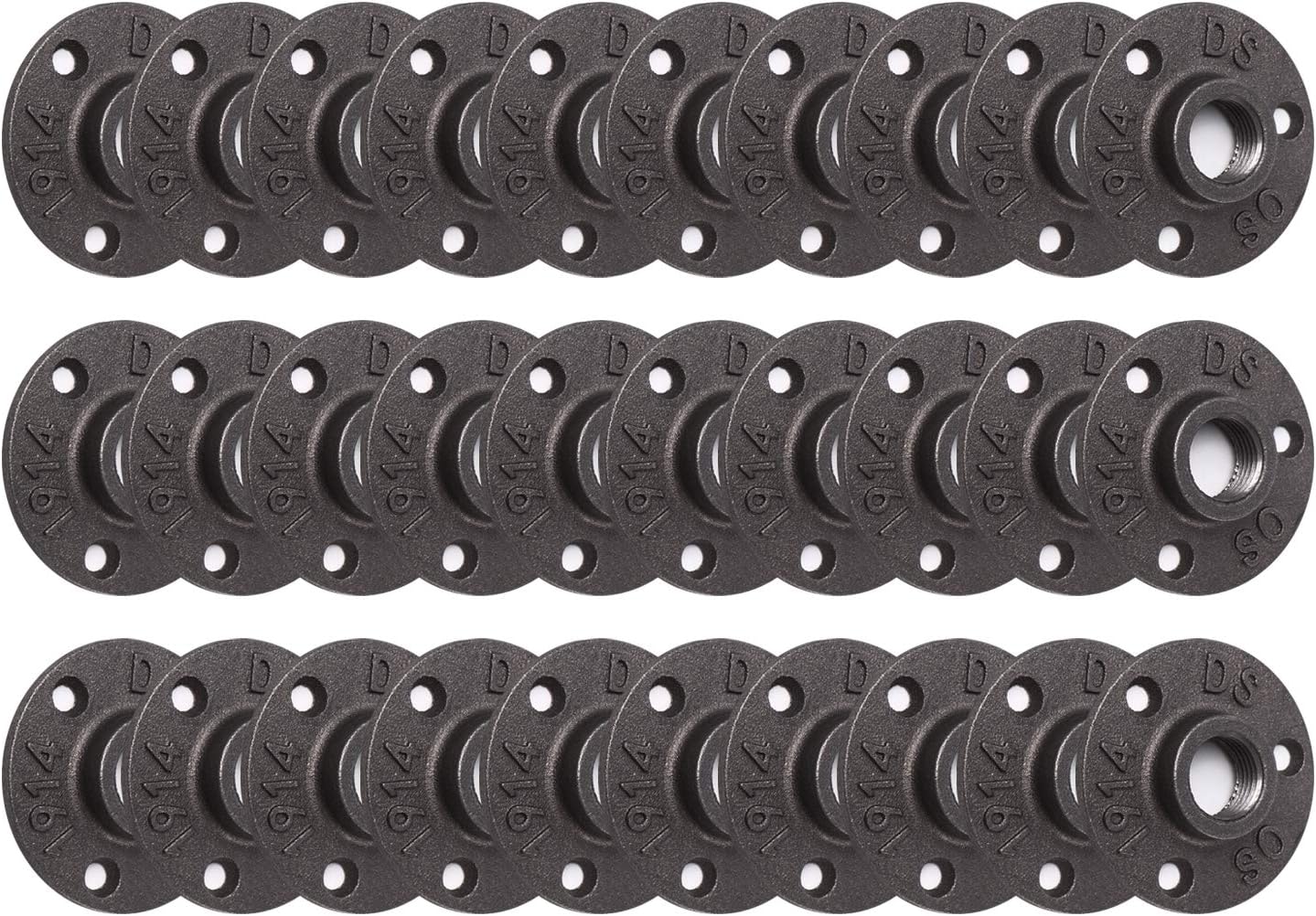 1/2" Floor Flange, Home TZH 30 Pack Malleable iron Pipe Flange for Industrial vintage style, Flanges with Threaded Hole for DIY Project/Furniture/Shelving Decoration (30 Pack, 1/2")