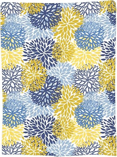 Miniatura 9 de Manta de forro polar con flores de crisantemo azul marino, ultra suave, acogedora, decorativa, para todas las estaciones, para el hogar, cama, sofá,