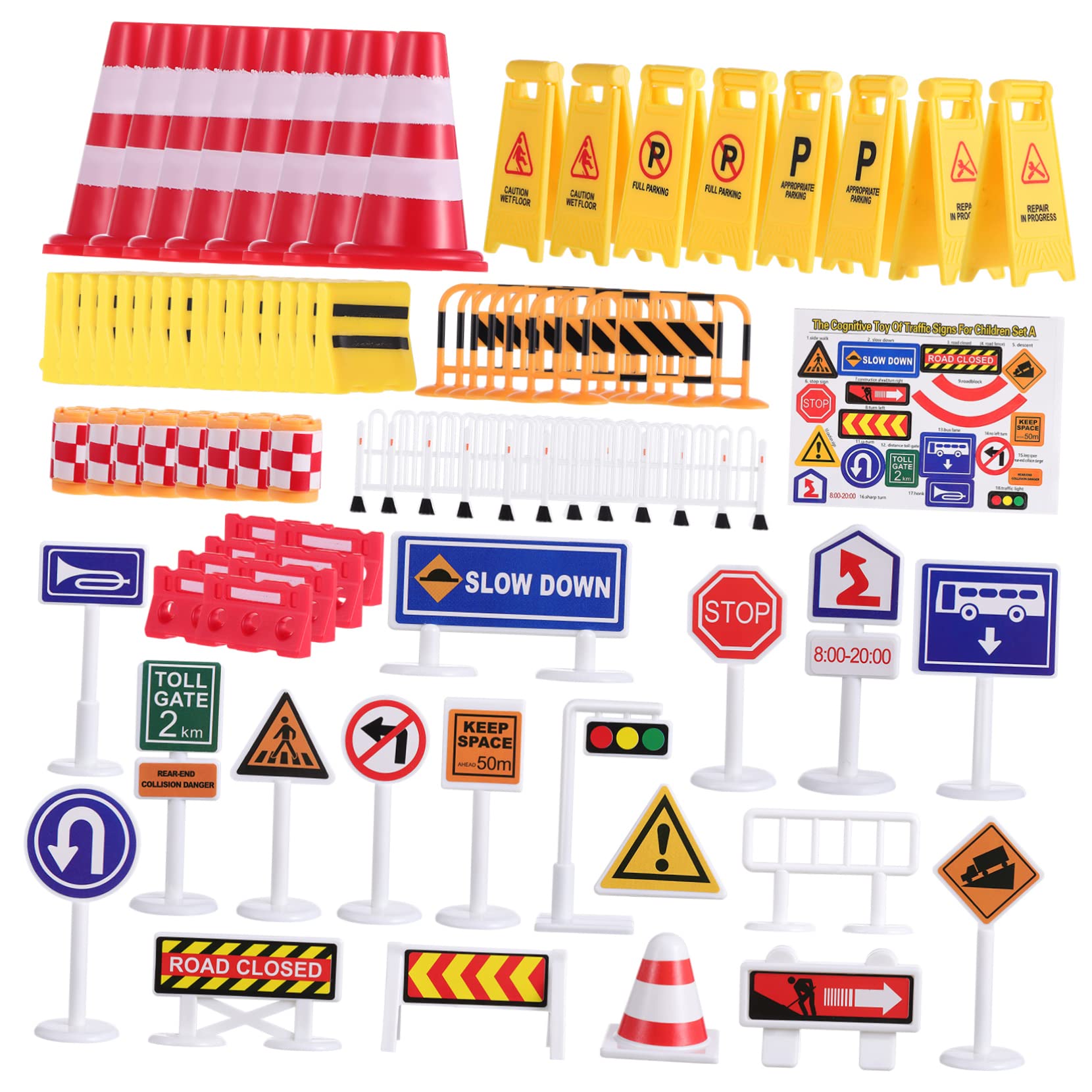 Ensemble de Jouets Circulation en Plastique Cônes et Panneaux de Signalisation pour Garçon et Filles, Modèle Simulation Créative pour Démonstrations Routières