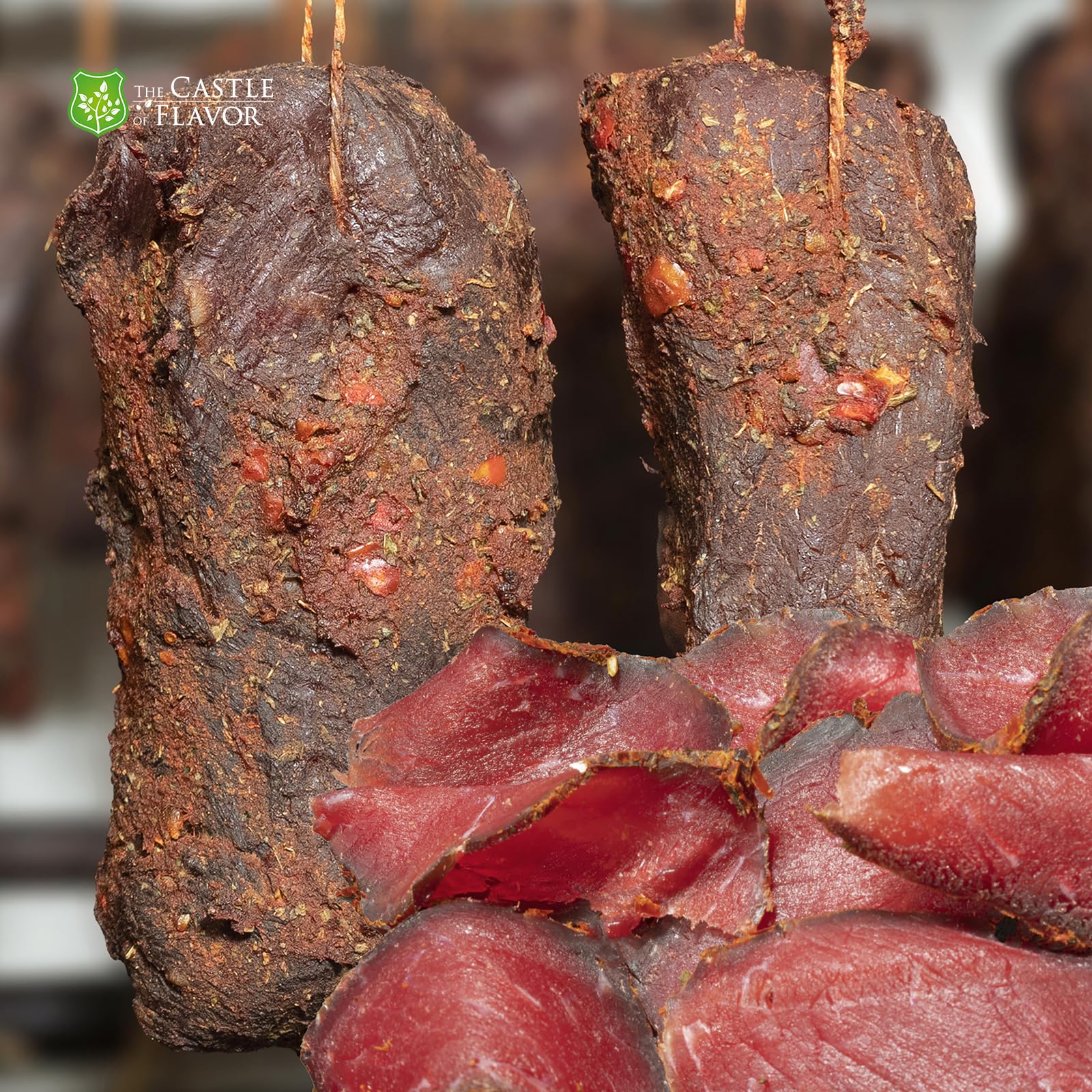 The Castle of Flavor Polnisches Trockenfleisch- und Wurstset 1,86 kg | 12 vakuumverpackte Spezialitäten: Rind, Ente, Schinken, Salami, Wurst, Schwein und Schmalz; zum Probieren oder Verschenken.