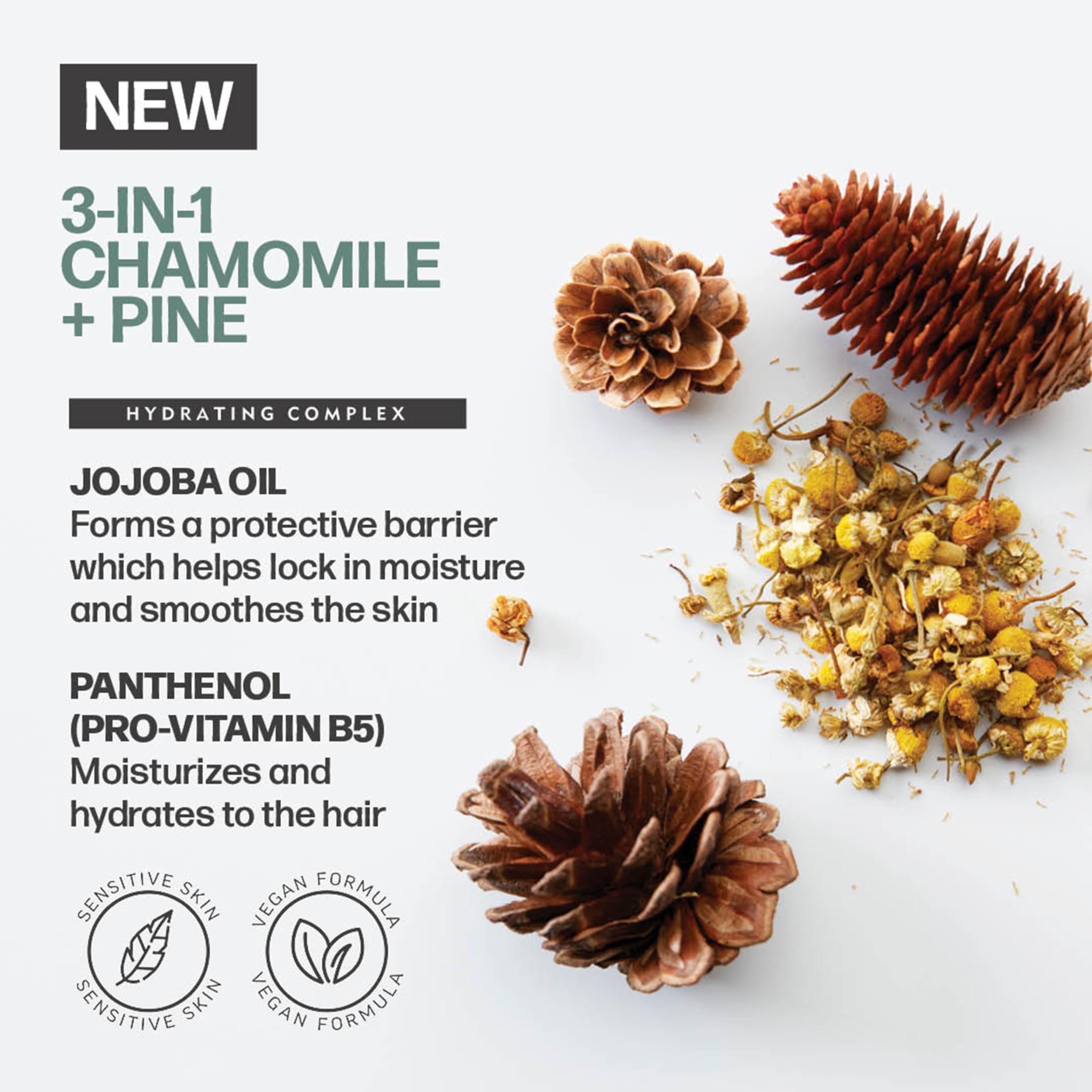 AMERICAN CREW 3-in-1 Chamomile & Pine, Shampoo, Conditioner & Body Wash for Men, All-in-One Care with Calming and Relaxing Fragrance, 15.2 fl oz