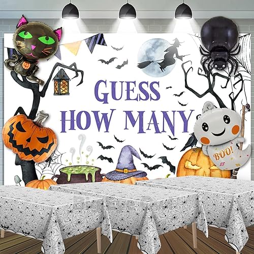 Miniatura 4 de 3 manteles de tela de araña de Halloween, de plástico, rectangular, desechable, color negro, con diseño de murciélago aterrador, para suministros de