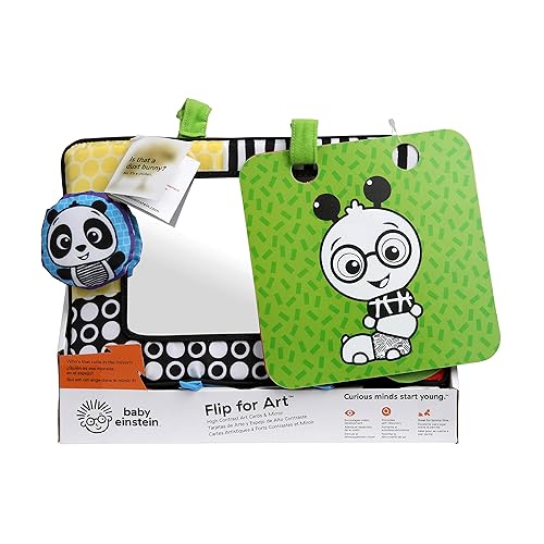 Miniatura 14 de Baby Einstein Flip para Arte Espejo de Actividad de Piso de Alto Contraste con Tarjetas para Llevar, Juego de Tiempo de Barriga, Recién Nacido+