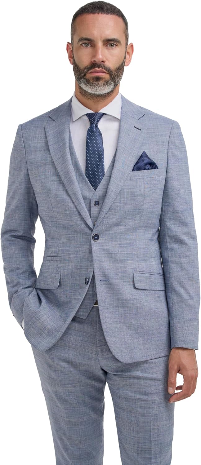 SIRRI Men’s Textured Suit Sold Separately, 3-Piece Slim Fit, Smart-Casual & Formal Attire