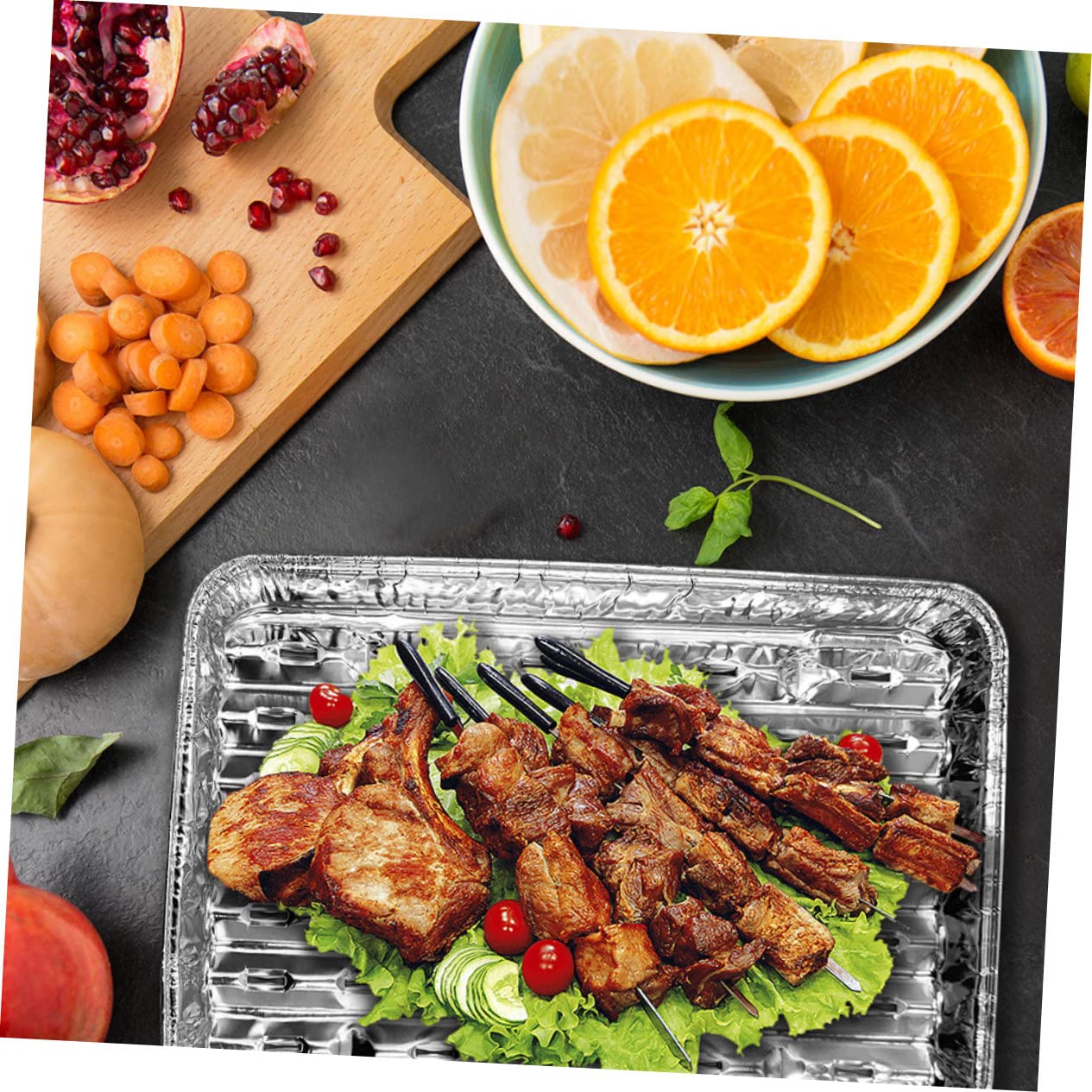 Mipcase 10Pezzi Padelle Usa e Getta Resistente Alle Temperature per Barbecue Carne