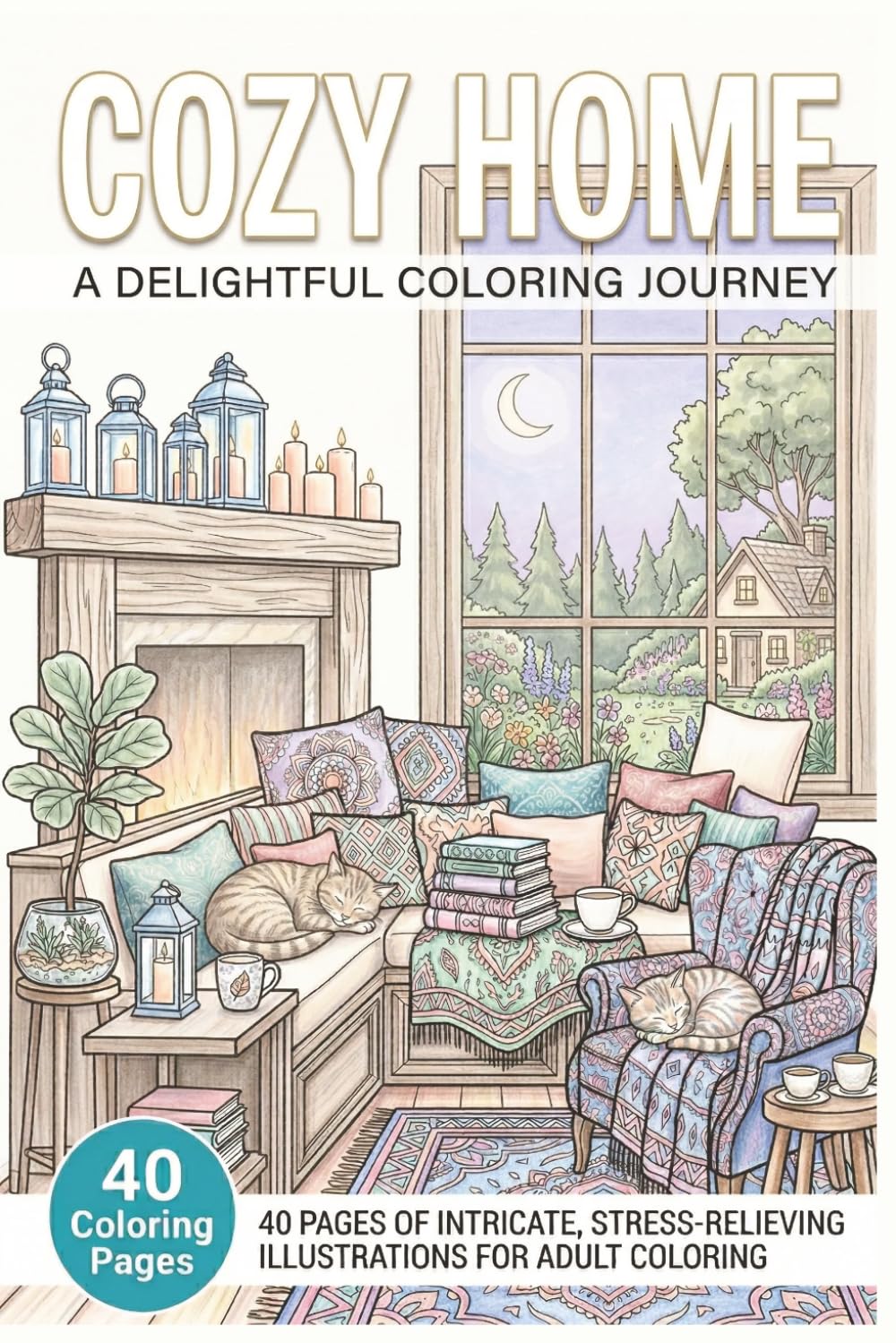 Cozy Home: A Relaxing Adult Coloring Book: 40 Intricate Interiors for Mindful Relaxation and Stress Relief