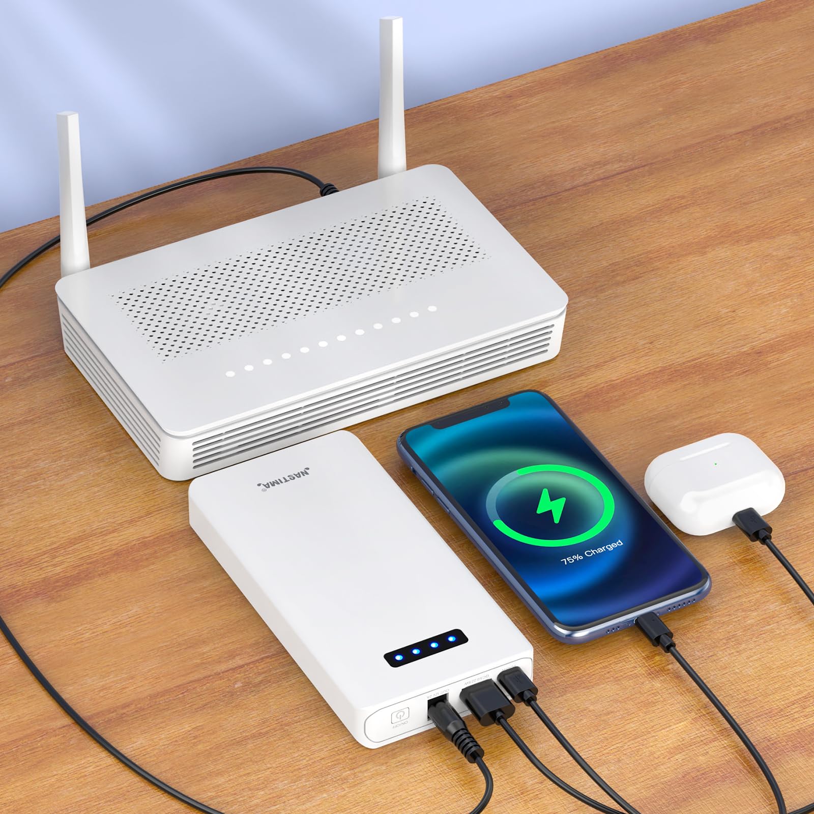 NASTIMA PD 45W 12V Power Bank 5200mAh 56,16Wh Batteria Agli ioni di Litio | con Uscita 12V DC e 5V USB-A QC3,0 Type-C Tripla Uscita per Strisce LED, Telecamere a Circuito Chiuso, Videocamere, Binocoli