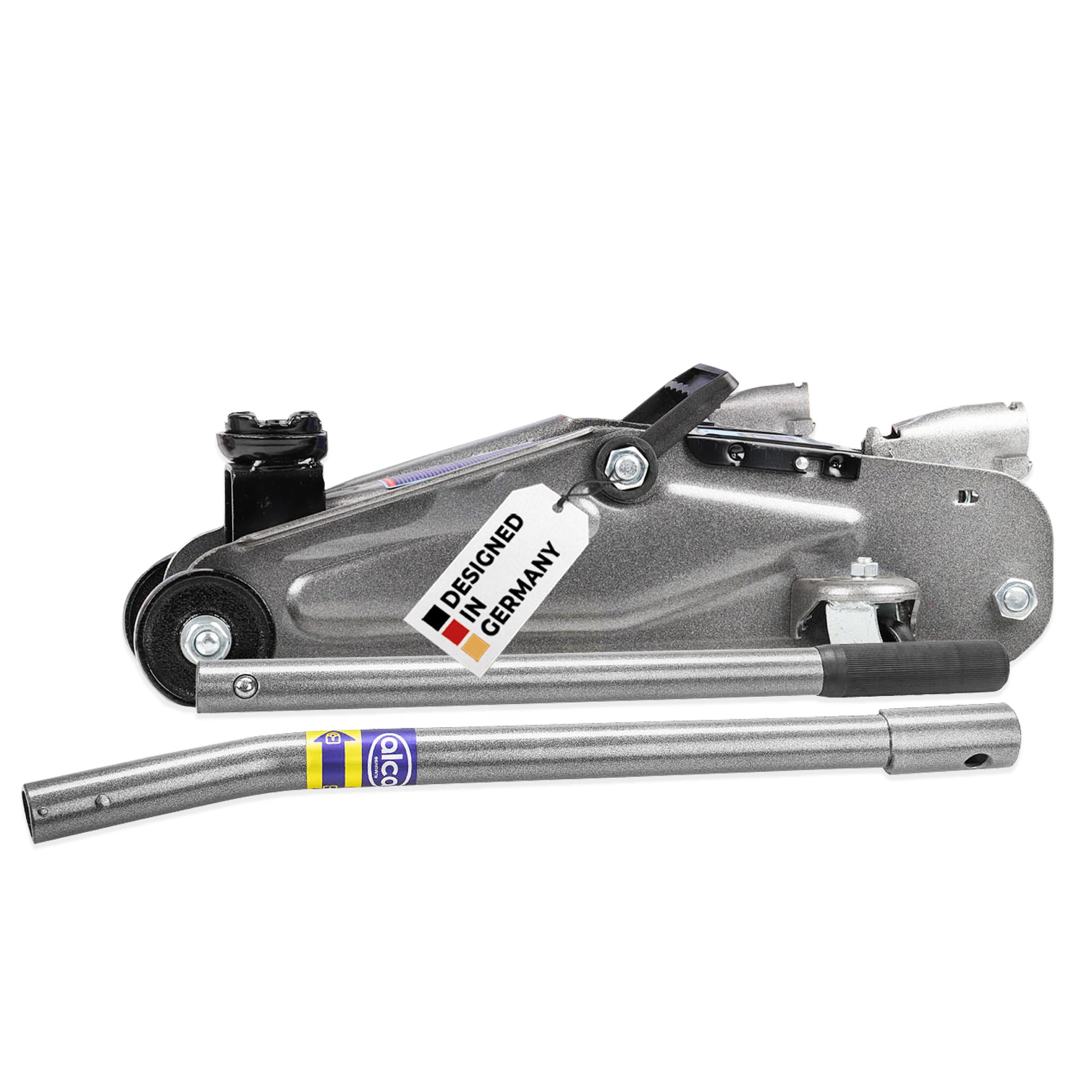 podnośnik manewrowy alca® - hydrauliczny, udźwig 2 tony, wysokość podnoszenia 135-330 mm, solidna konstrukcja, dwuczęściowy uchwyt, szary