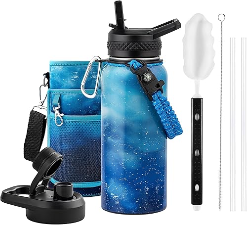 Miniatura 102 de Botella de agua aislada de 24 onzas, de acero inoxidable con triple pared al vacío (fría durante 48 horas, caliente durante 24 horas), a prueba de