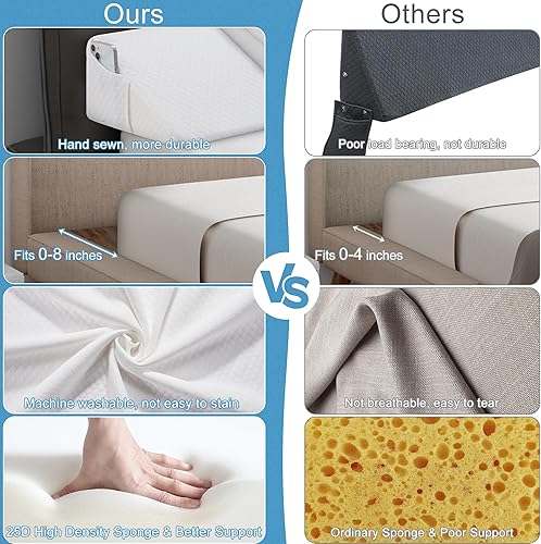 Miniatura 5 de HABUTWAY Almohada de cuña de cama tamaño Queen para cabecero, relleno de espacio de cama (0-8 pulgadas), almohada de espuma viscoelástica para
