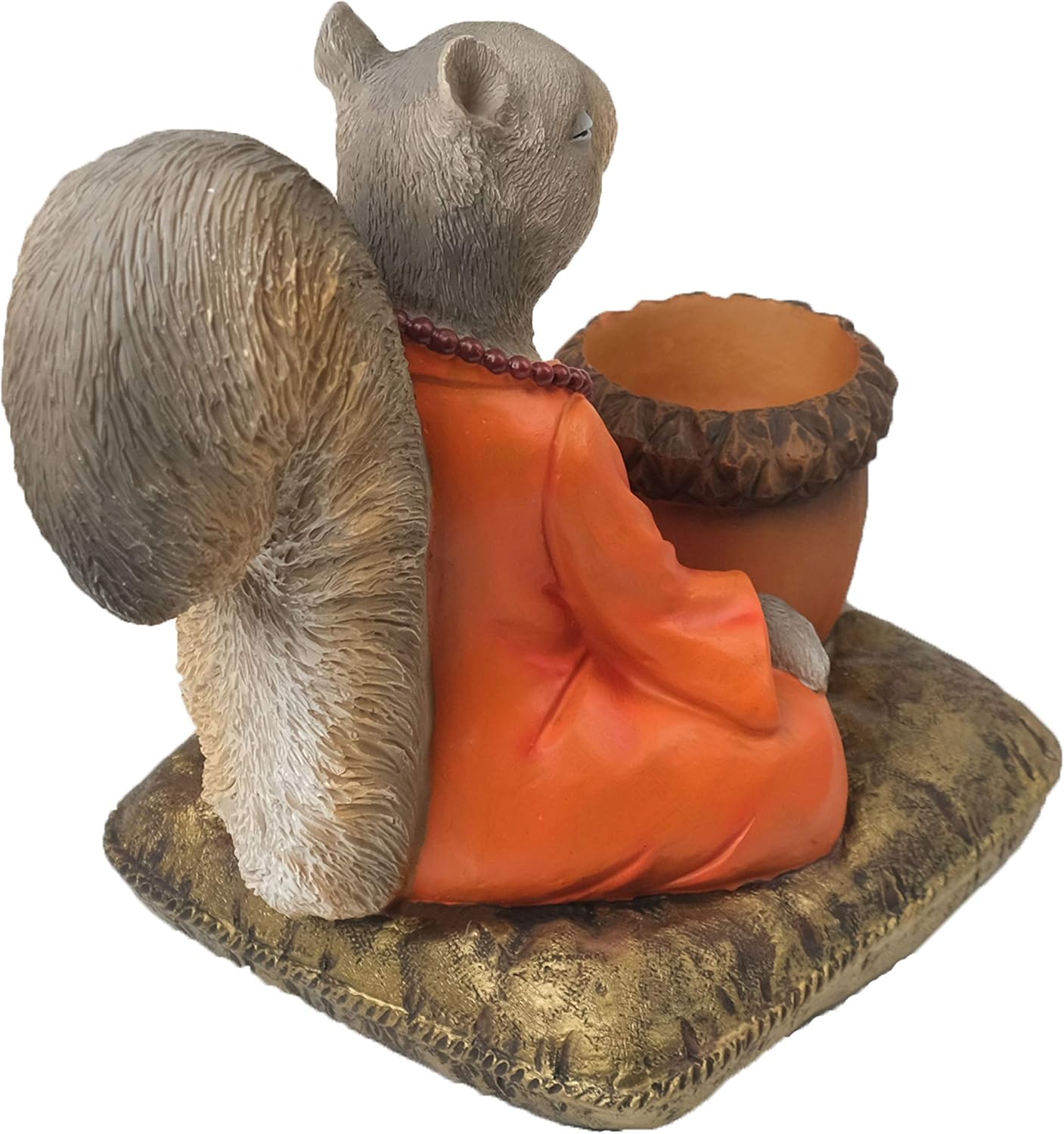 Squirrel Bird and Squirrel Feeder Garden Statue 7.5" x 5.5" - Polyresin Sculpture Ornament for Outdoor Decor - Squirrel Sitting Buddha Yard Art Animal Garden Decorations