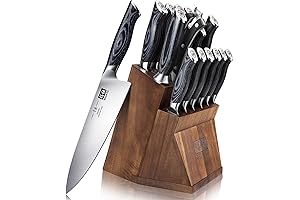 SHAN ZU Japanese Kitchen Knife Set with Removable Block & K133 Ergonomic Handle