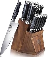 SHANZU Genbu Black Tortoise Knife Block Set - Japanese Super Steel 11-Piece Kitchen Knives with Removable Acacia Block