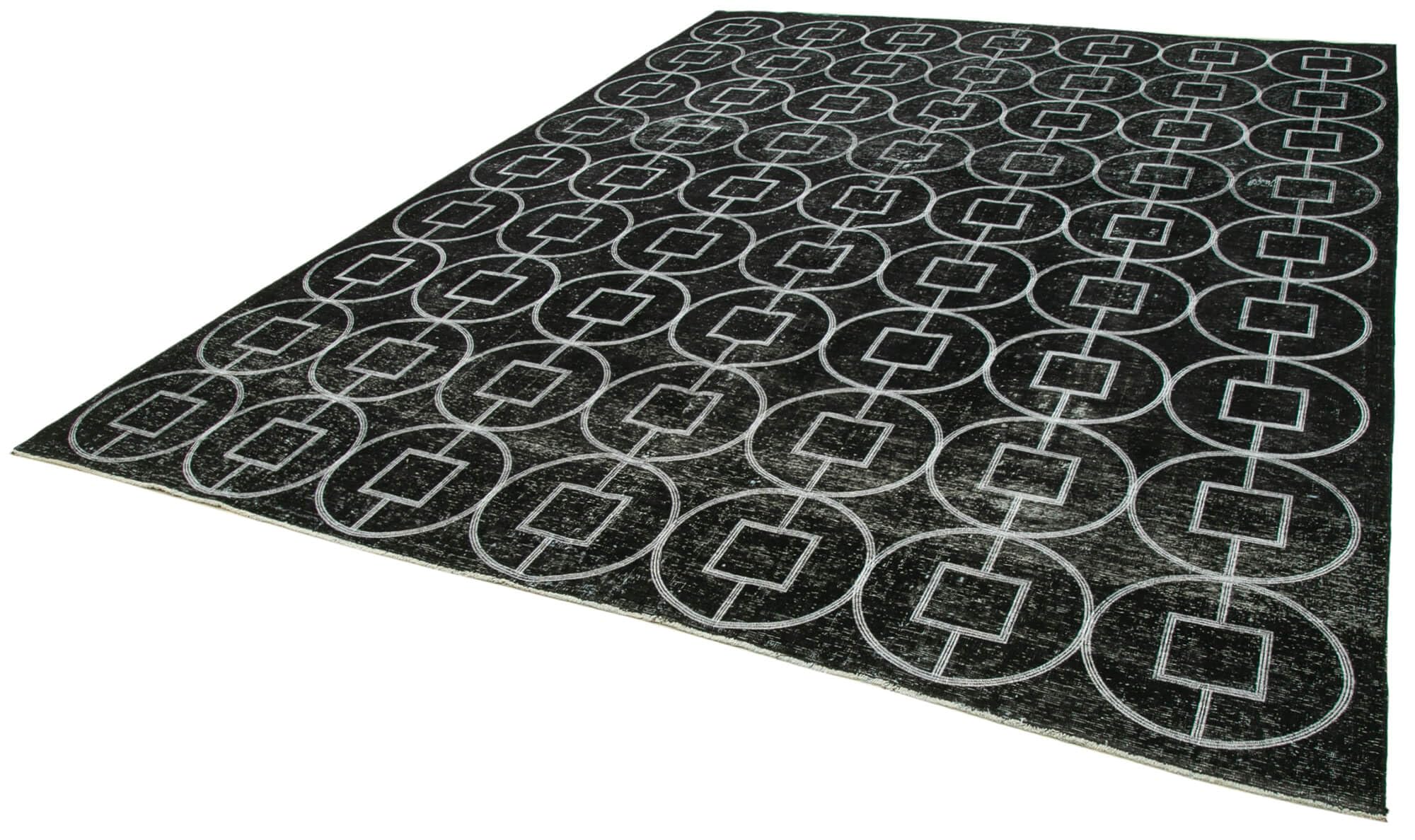 95 x 123 - 287 x 373 Cm Geometric Carpet Black Geometric Bohemian Wool Cotton Handmade Handknotted Vintage