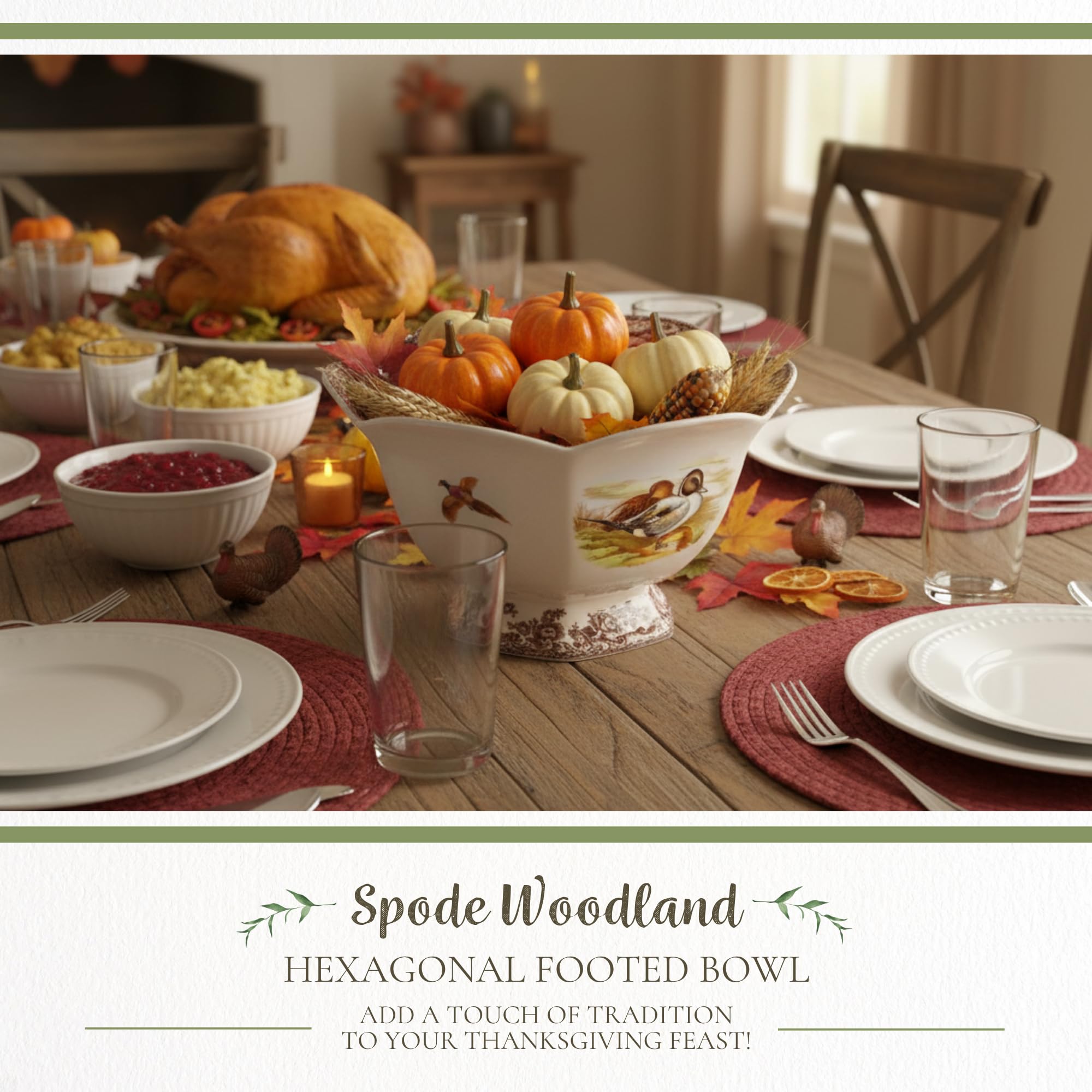 Amazon.com | Spode Woodland Hexagonal Footed Bowl – Fine