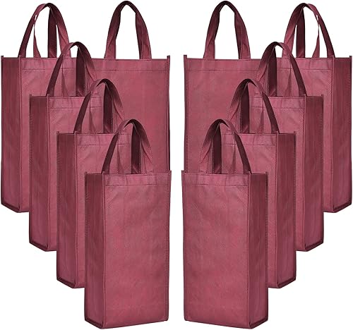 Miniatura 7 de Sdootjewelry Bolsas de regalo de vino, bolsas de vino, 12 paquetes, bolsas de vino para 2 botellas de vino, bolsas de regalo de vino no tejidas con