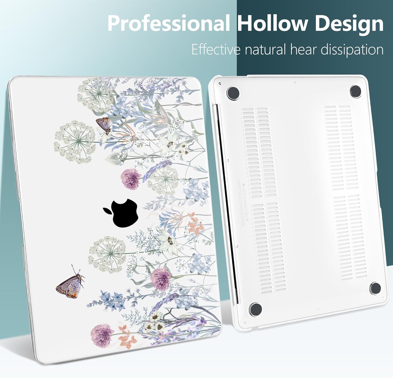 TWOLSKOO for MacBook Air 13.3 inch Case 2021 2020 2019 2018 Release M1 A2337 A2179 A1932 with Touch ID, Plastic Hard Shell Case & Keyboard Cover & Type C Adapter, Dandelions - Image 5