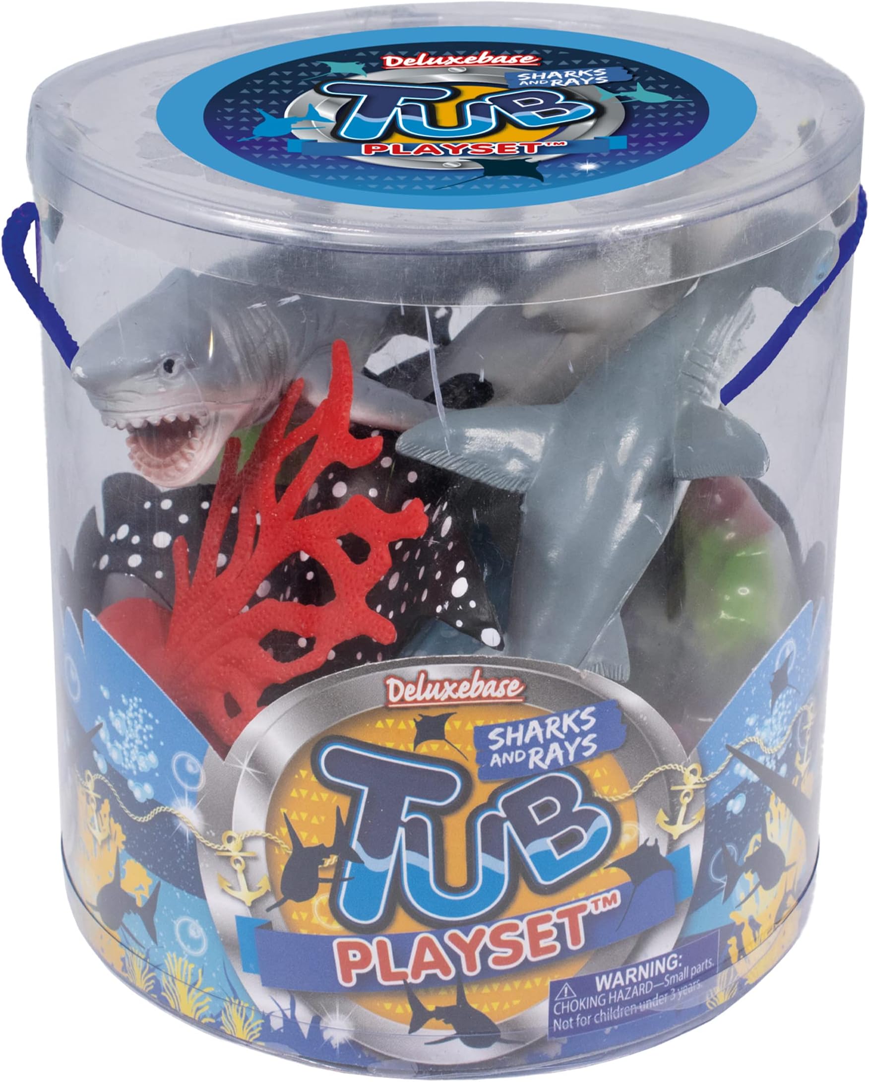 Deluxe Base 53594 Tub Playset - Sharks and Rays Animals, Multicoloured
