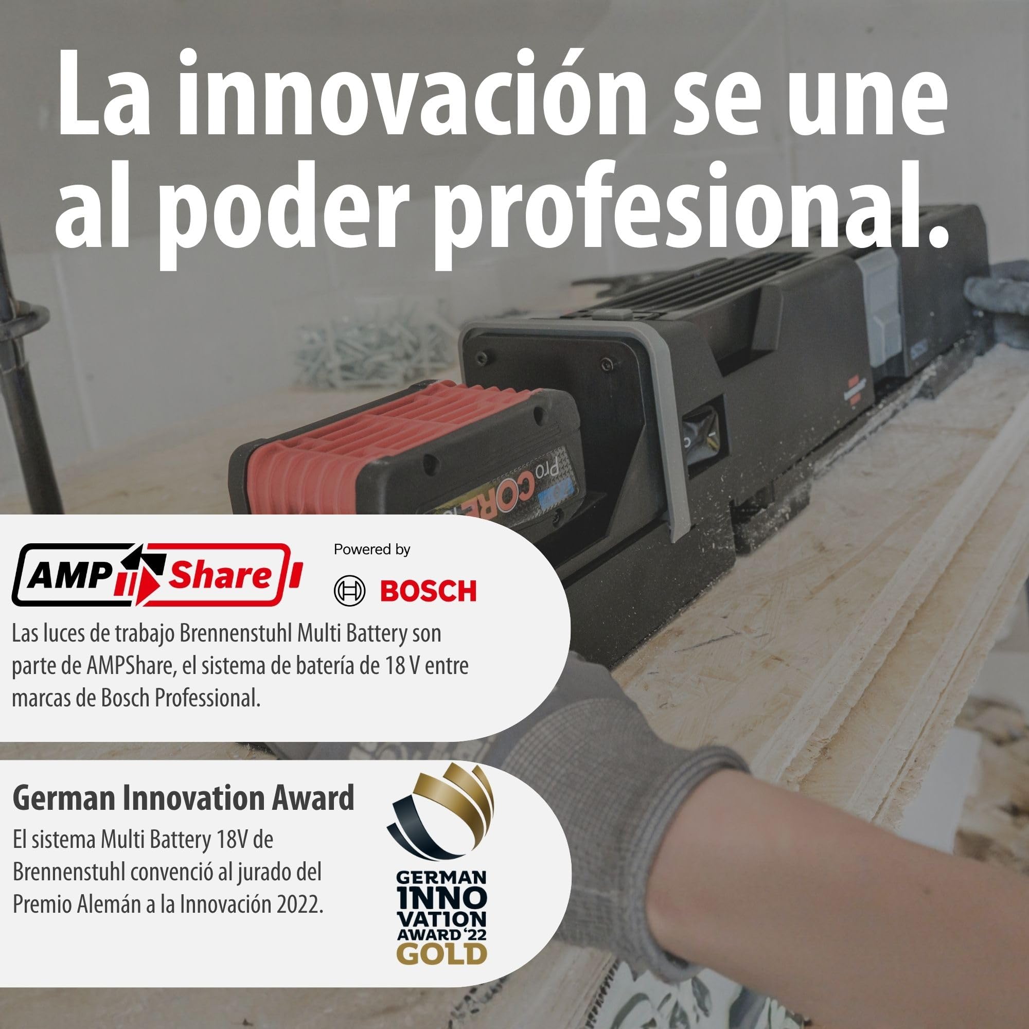 Brennenstuhl Multi Battery foco LED con trípode 6050 MA (7700lm, IP54, altura ajustable hasta 140cm, compatible con baterías de 18V de 10 fabricantes diferentes, sin batería)