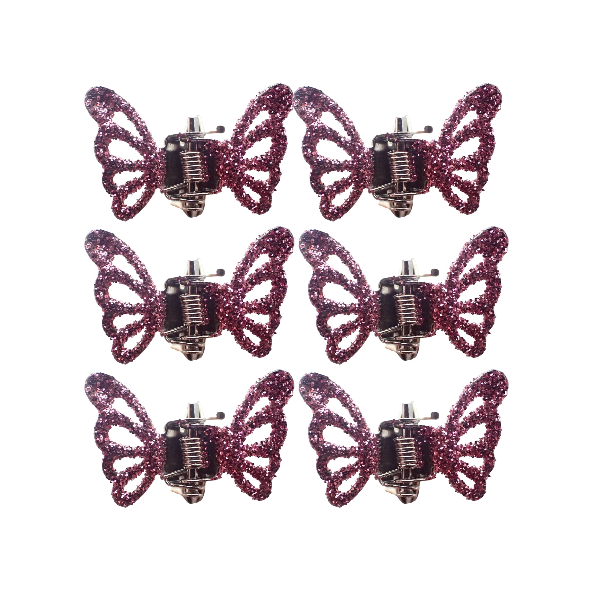 Topkids Accessories 6pc Mini Butterfly Hair Clips for Women and Girls Claw Clips, Hair Clips for Styling Hair Claw Clip