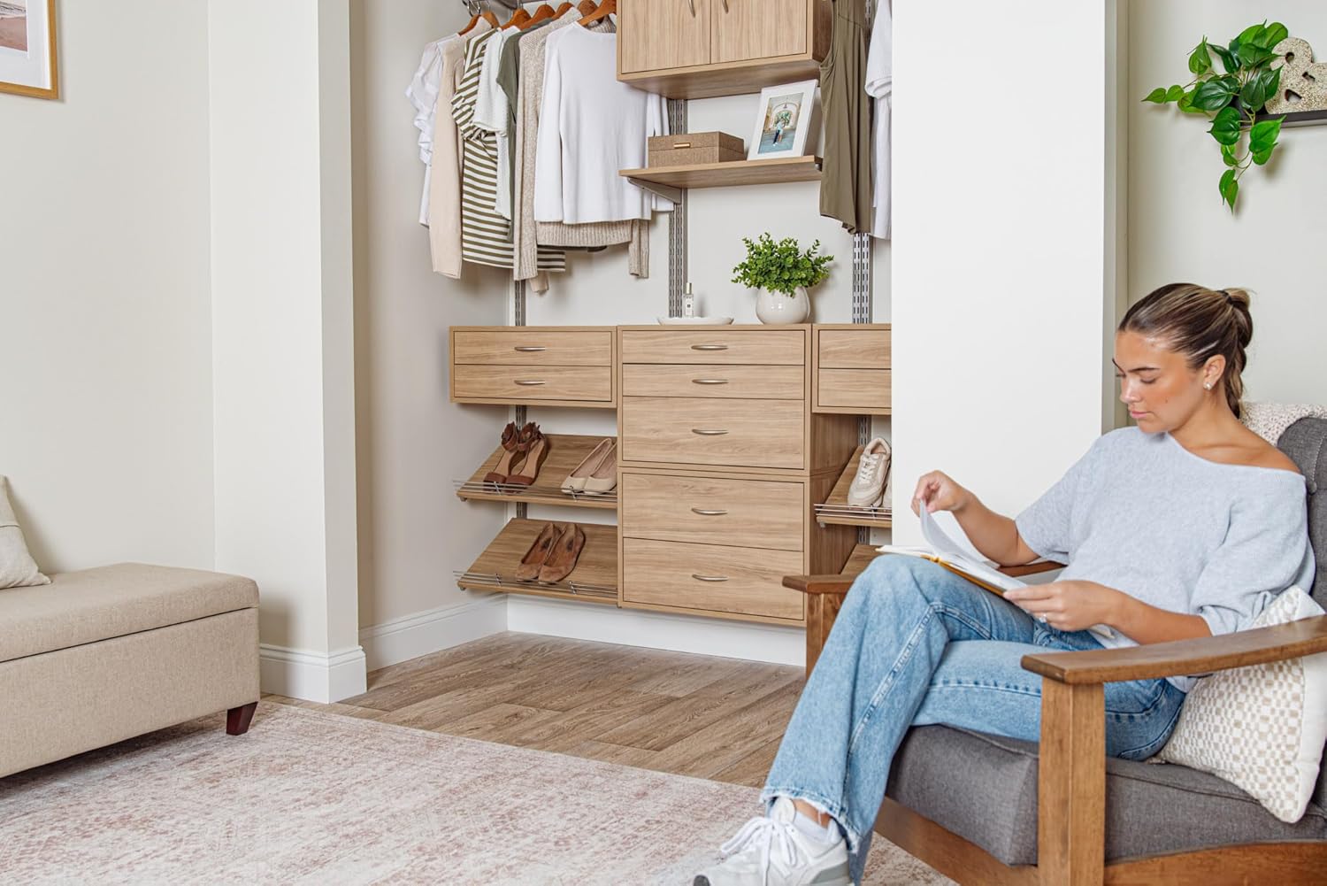 Organized Living freedomRail Wood Shelf, 36-inch x 14-inch - Blonde Oak