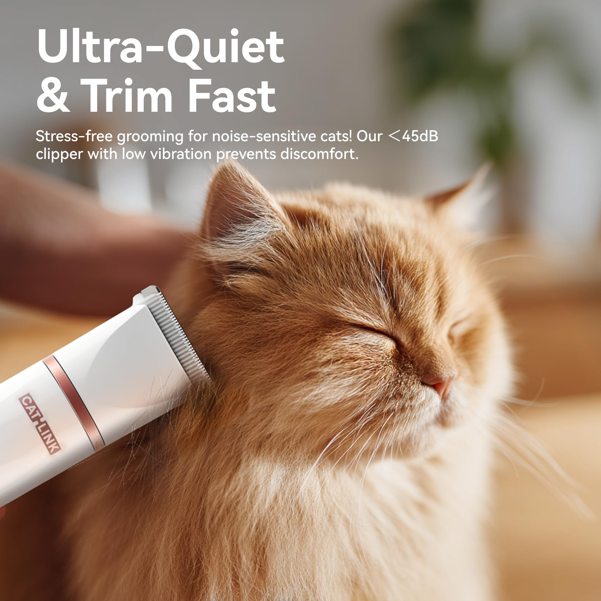 CATLINK Waterproof Cat Clippers for Matted Hair, Quiet Cat Grooming Kit, Pet Shaver Cordless for Long Hair, Pet Hair Clippers for Dogs and Other Small Animals at Home, White