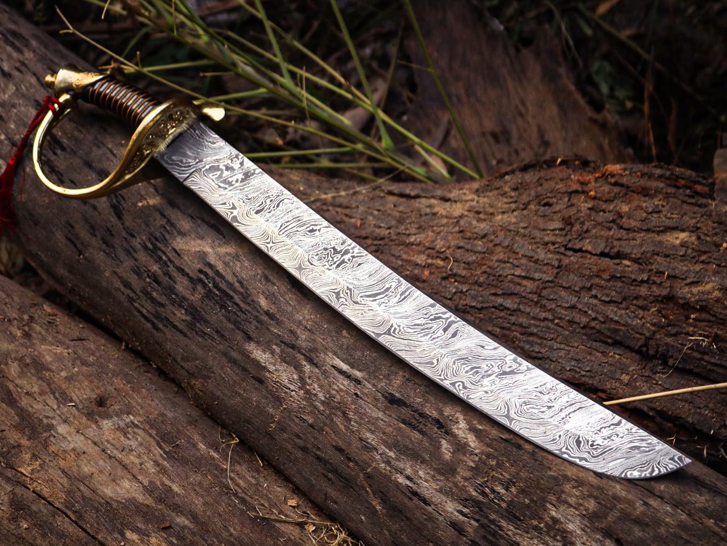 24" Damascus Cutlass Sword Silver Sword Art Tactical Sword Master LARP Sword Cutlass Sward Handmade Scimitar Sword Cosplay Viking Sword Gift for Men, Gift for him