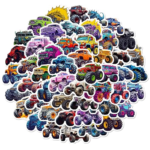 100 piezas Juego de calcomanías de camiones monstruo, calcomanías para niños, calcomanías de auto para niños