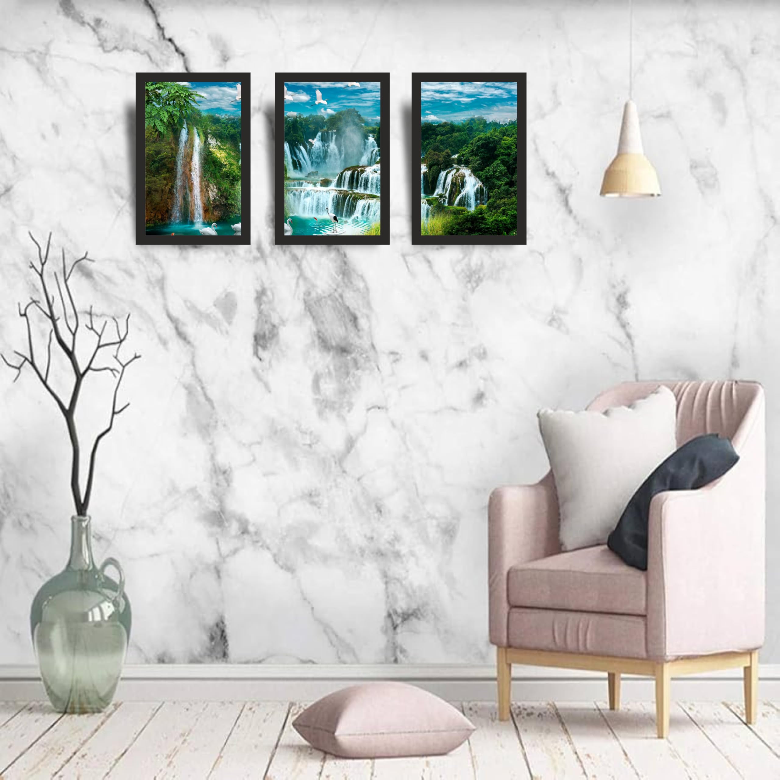 Multi Cascade Waterfall Forest Wall Art Set of 3