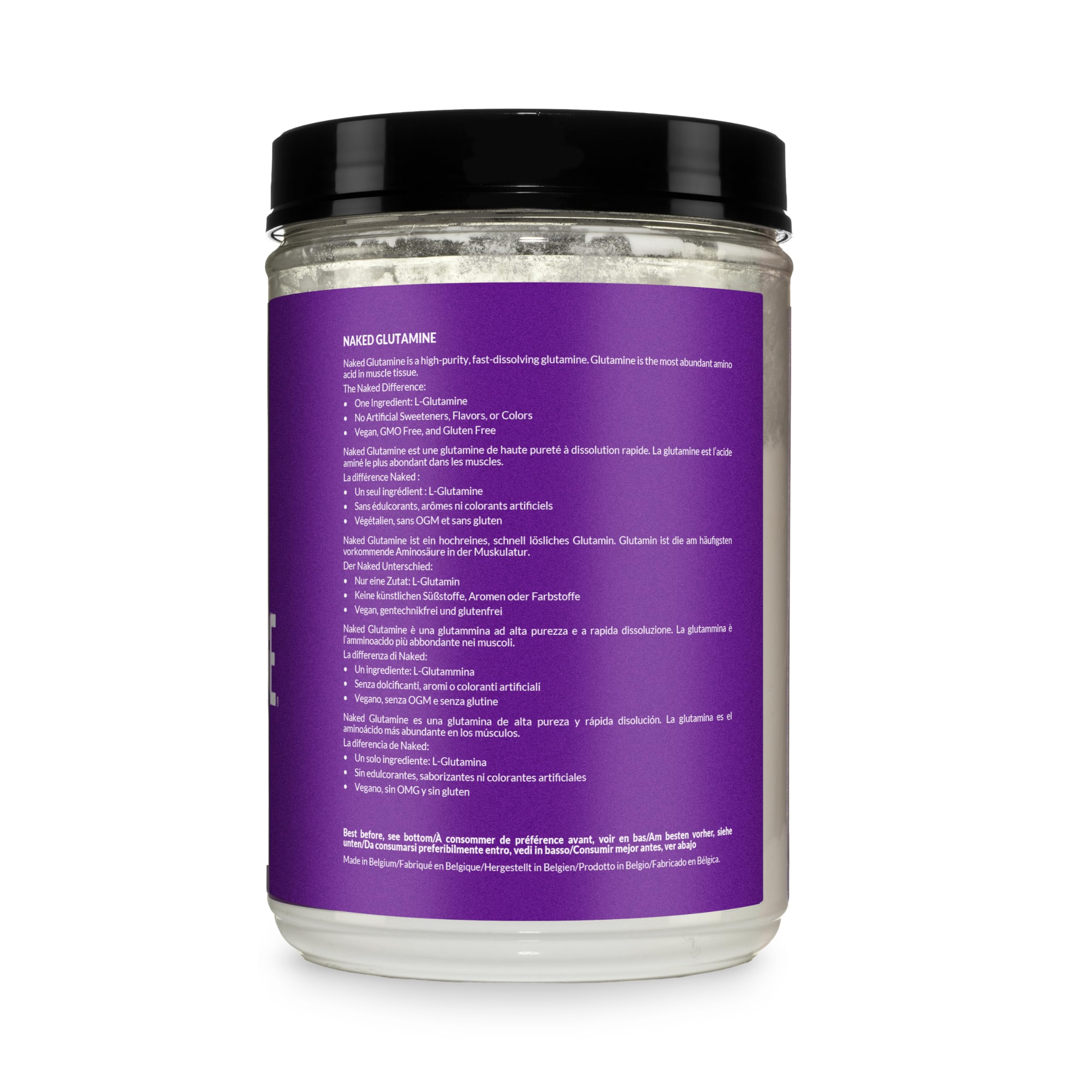 NAKED L-Glutamine – 200 porcji – 1000 g, wegańska, bez GMO, bez glutenu i soi. Pomaga ograniczyć rozpad mięśni i poprawić syntezę białek. Bez dodatków