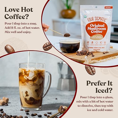 Vista 28 de Four Sigmatic - Café instantáneo orgánico en polvo Café instantáneo arábica individual con Cordyceps, Chaga y Eleuthero Mezcla instantánea