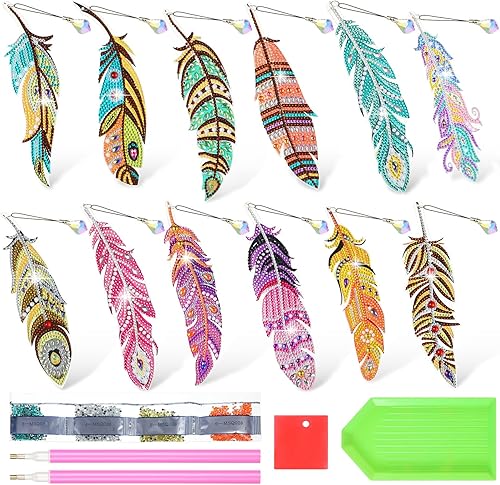 Kit de 12 marcadores de pintura de diamantes 5D para niños adultos marcadores de arte de PVC con colgante de cristal para proyectos de clase escolar