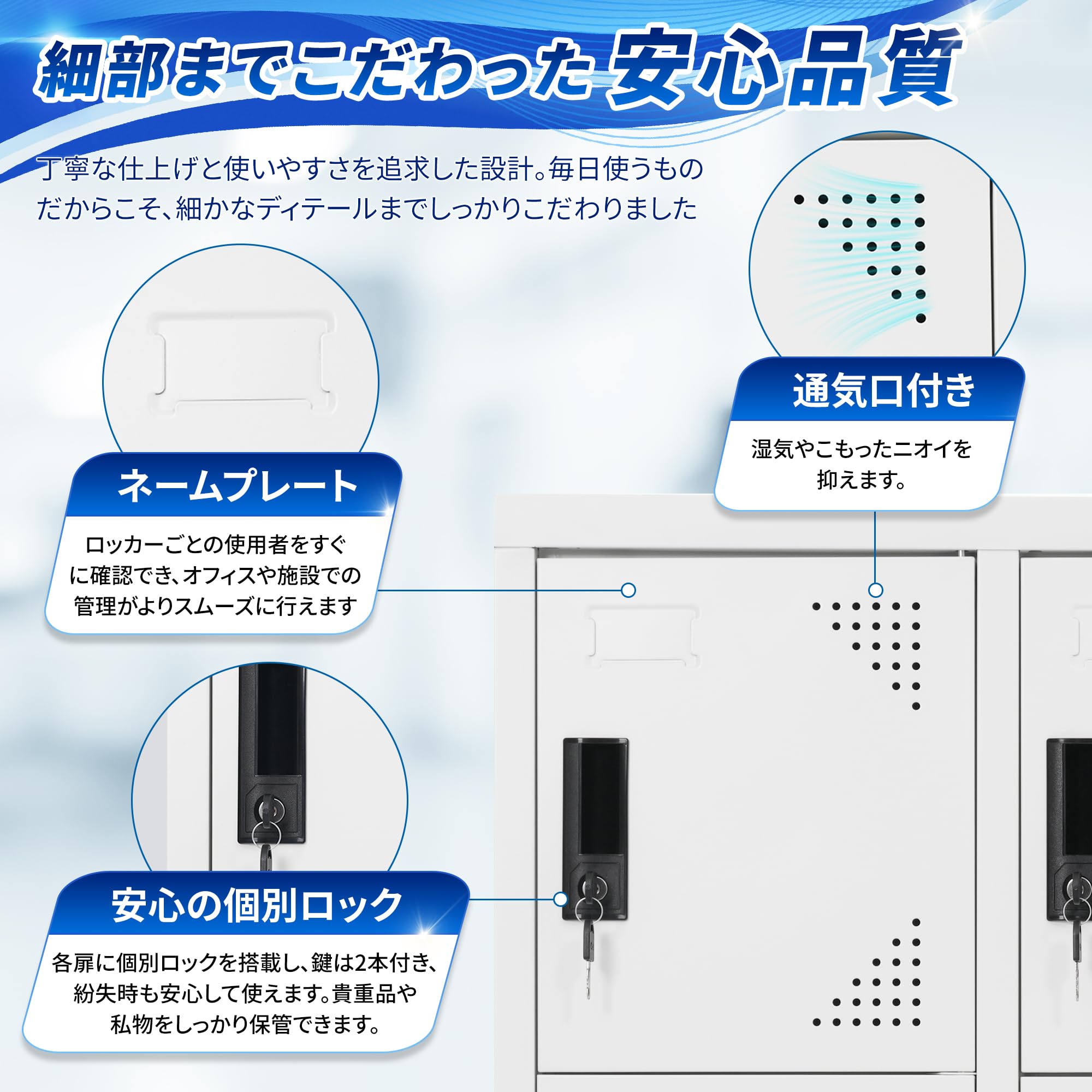 Amazon.co.jp: ロッカー 9人用 スチール製 オフィスロッカー 高さ100cm