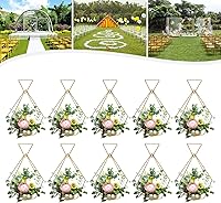 Vista 4 de Jarrones dorados para centros de mesa de boda, 10 piezas de centro de mesa de metal geométrico dorado, elegantes centros de mesa de boda para mesas